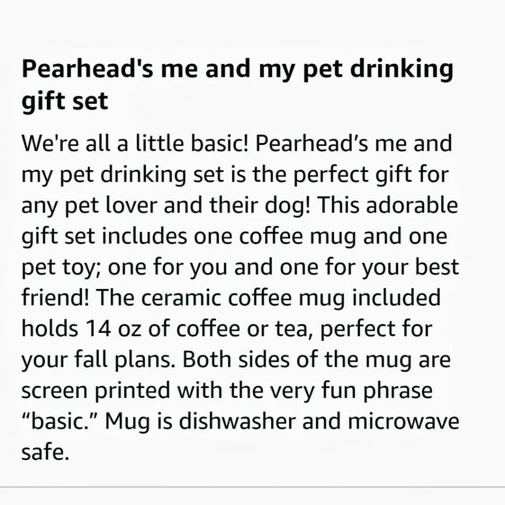 Pearhead NEW BASIC Me And My Pet Drinking Set